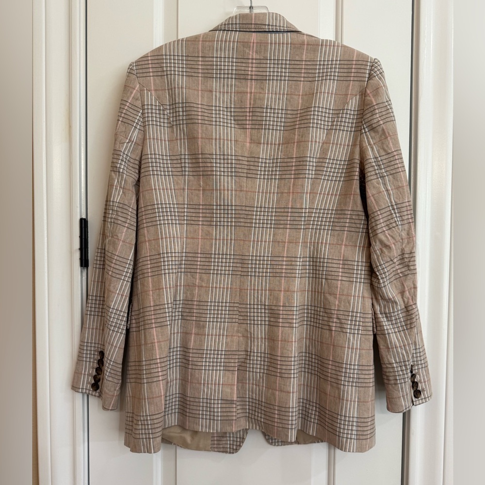 Banana Republic Beige Plaid Double-Breasted Blazer - Picture 3 of 5